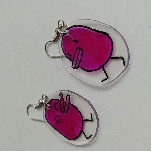 Handmade Tamogatchi Shrinkydink Earrings - Picture 2 of 2